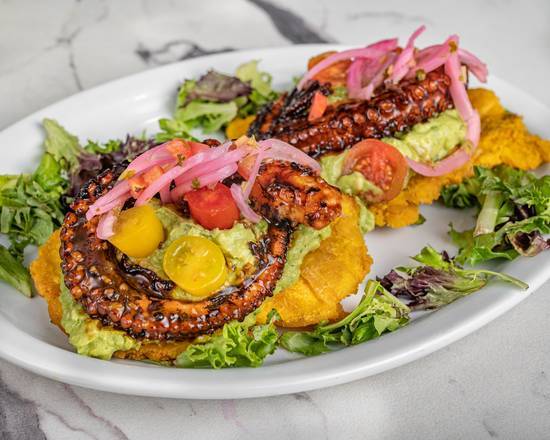 Octopus Avocado Tostones
